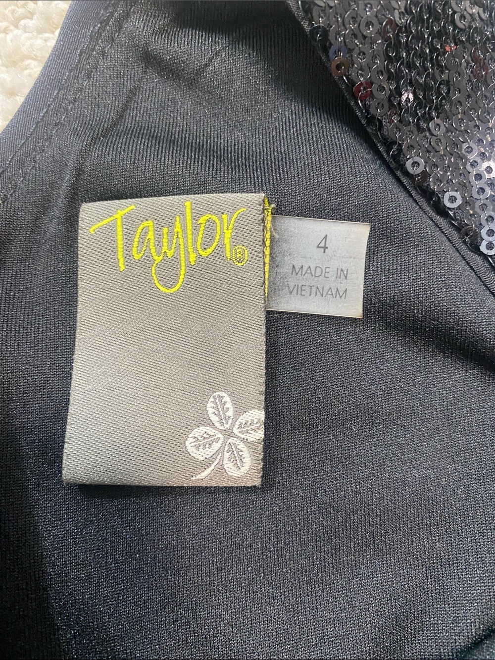 Taylor Black Sequin Twist-Detail Midi Dress Size 4 - Picture 9 of 16